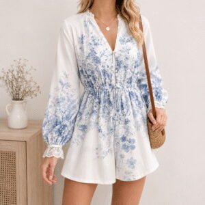 Floral Puff-Sleeve Dress