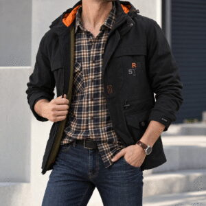Men’s Plus Size Hooded Windbreaker Jacket