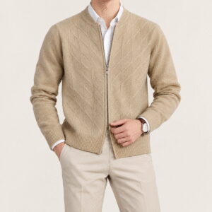 Men’s Pure Wool Plus-Size Zipper Cardigan