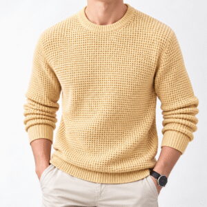 Men’s Solid Color Round-Neck Pullover Sweater