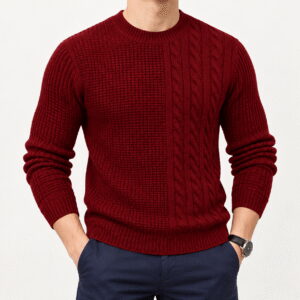 Men’s Twisted String Cable Knit Pullover Sweater