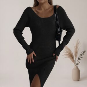 Women’s Long Sleeve Mid-Length Skinny Knit Dress