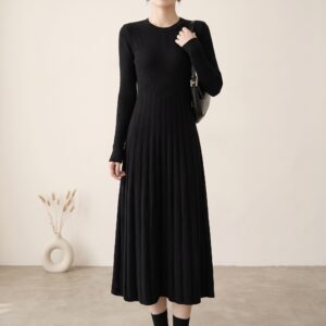 Women’s Pleated Long-Sleeve Commute Maxi