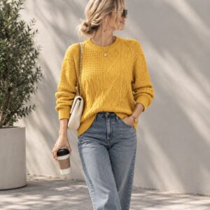 Women’s Round-Neck Cable-Knit Pullover Sweater