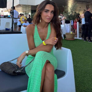 Women’s Green Lace-Up Split Knit Dress