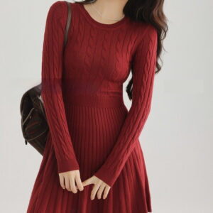 Women’s Waist-Slimming Long-Sleeve Knit Dress